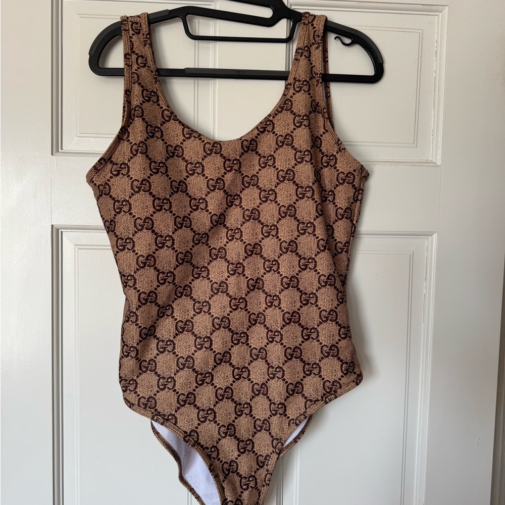 Womens Brown One Piece Swimsuit